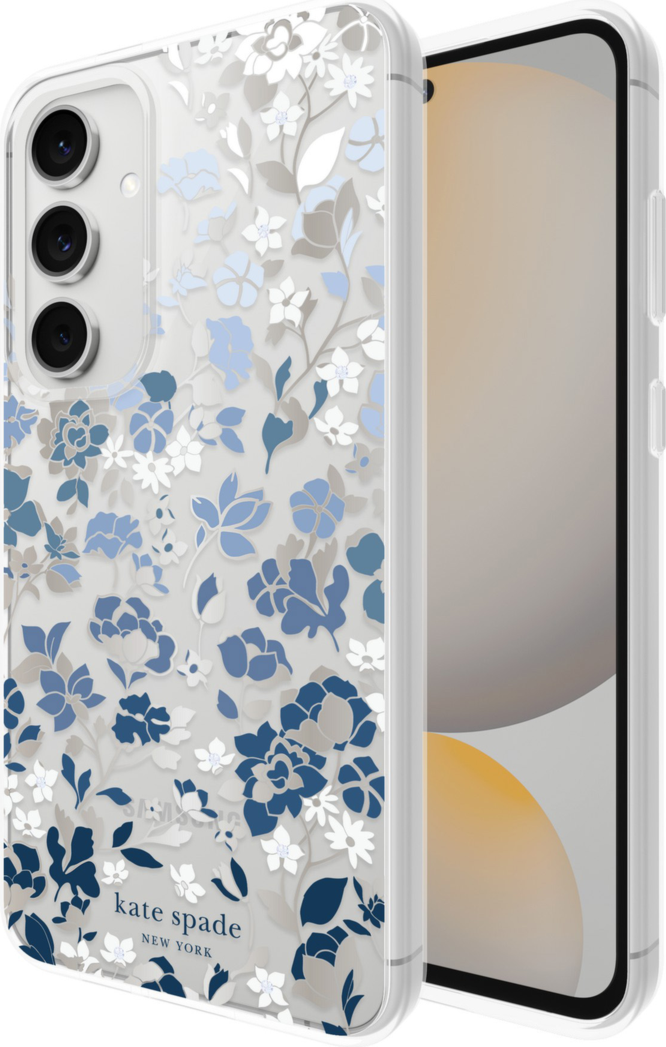 Protective Hardshell Case Flowerbed Blue with Gems for Samsung Galaxy S24 FE