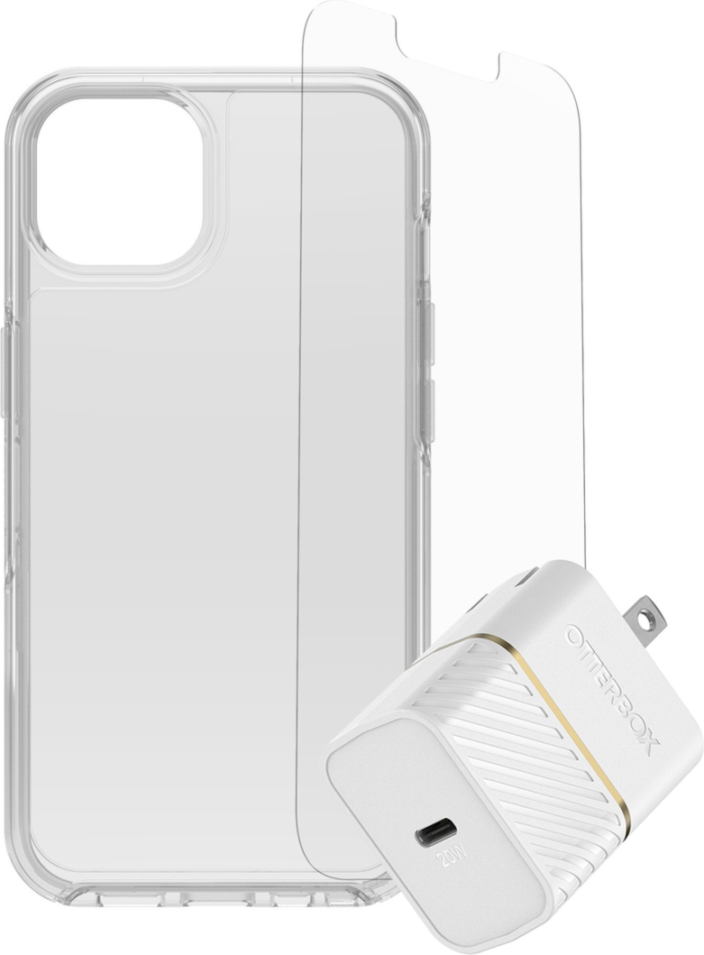 OtterBox - iPhone 13 Symmetry Clear Protection + Power Kit Bundle