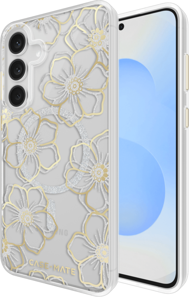 The Case-Mate Floral Gems MagSafe case features an eye-catching floral design accented with shimmering gemstones, creating a stunning complement to any device.