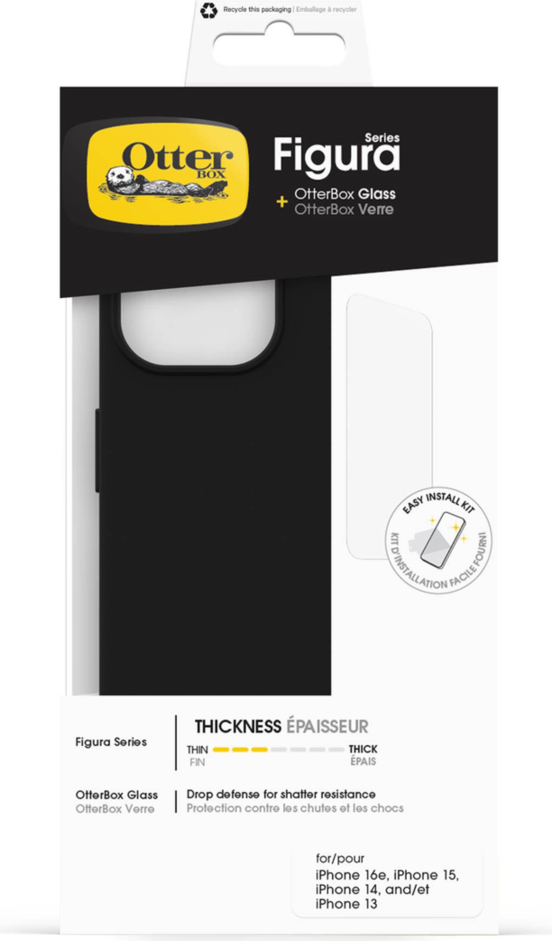 iPhone 17e/16e/15/14/13 Otterbox Figura Magsafe + Glass Bundle - Black