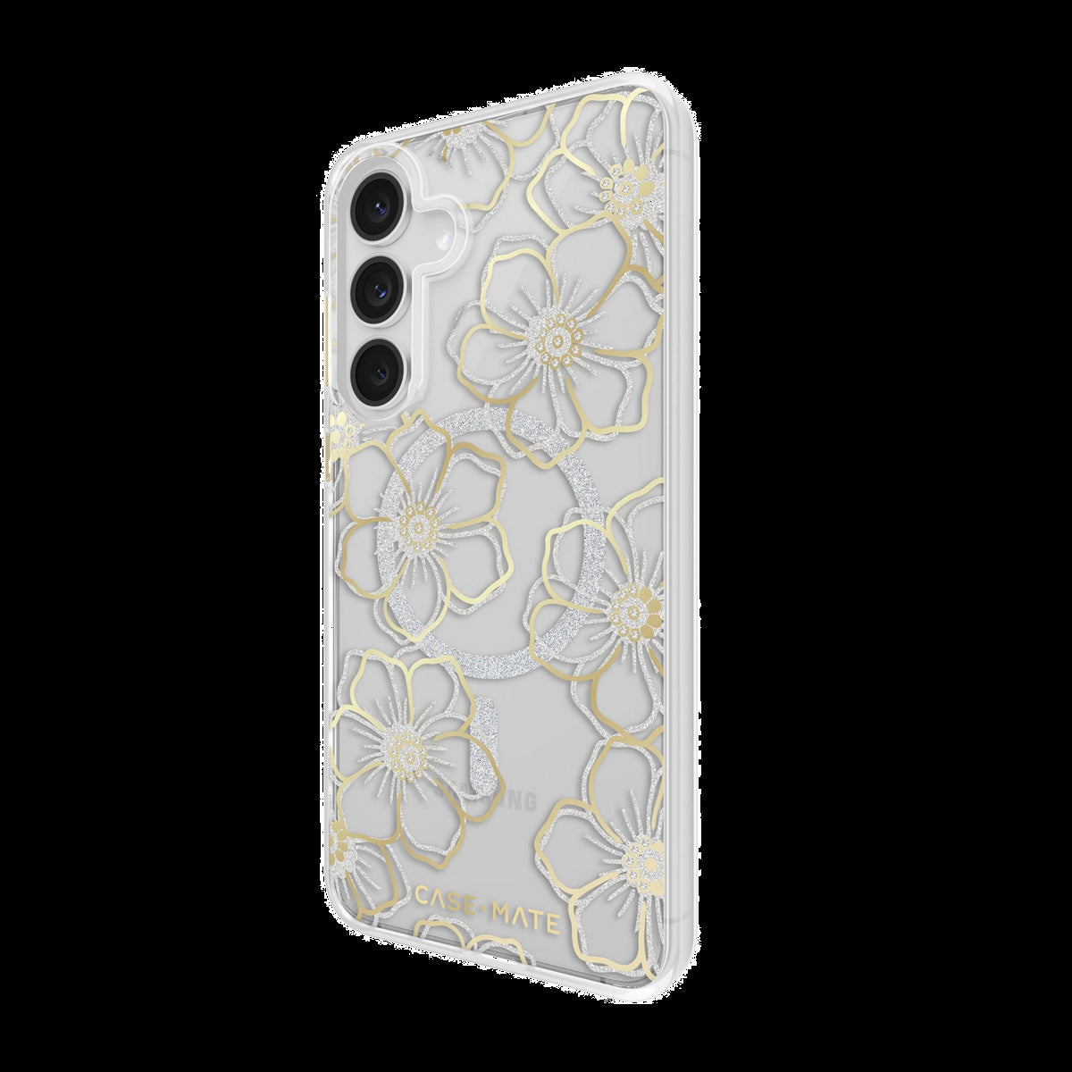 The Case-Mate Floral Gems MagSafe case features an eye-catching floral design accented with shimmering gemstones, creating a stunning complement to any device.