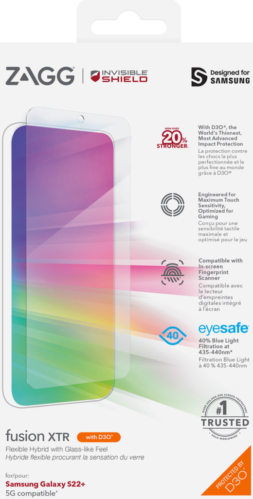 Zagg - Invisibleshield Glassfusion Xtr D3o Screen Protector For Galaxy S22+  - Clear
