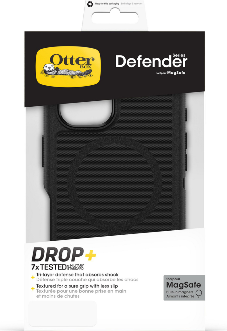 The OtterBox Defender Series Pro with MagSafe is the toughest case providing rugged protection against harsh drops. Equipped with MagSafe magnets and non-slip texturing.