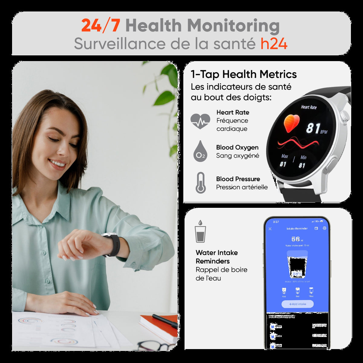 <p>The HyperGear Activ8 Smartwatch + Fitness Tracker monitors workouts, heart rate, blood pressure, blood oxygen (SpO2), sleep, and more. Includes three silicone watch bands.</p>