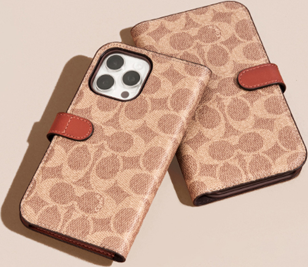 iPhone 15 Pro Coach Folio Signature C Case - Tan