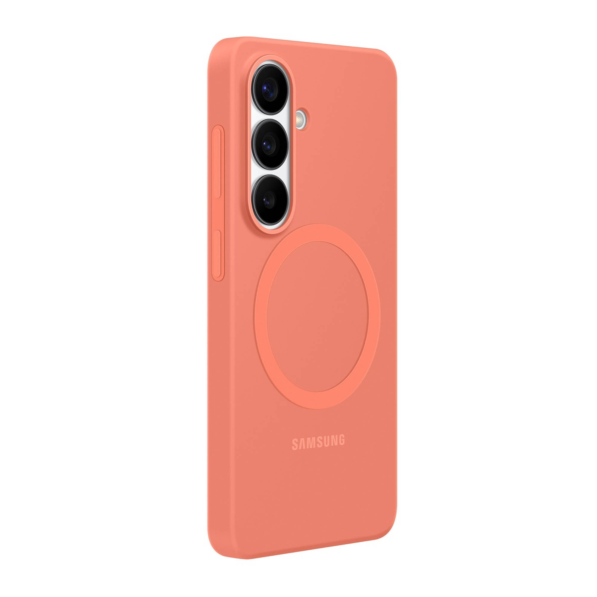 The Samsung Silicone Magnet Case offers a comfortable grip with a silky-smooth finish and a built-in magnet for seamless compatibility with magnetic charging and accessories.