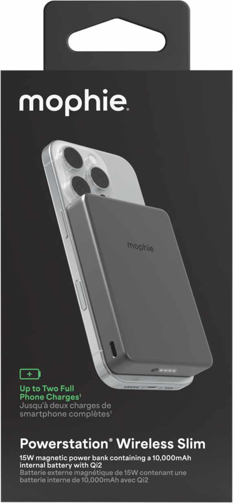 mophie Batterie Externe Powerstation Qi2 sans Fil Ultramince mAh 15W PD USB-C avec Cable USB-C Noir