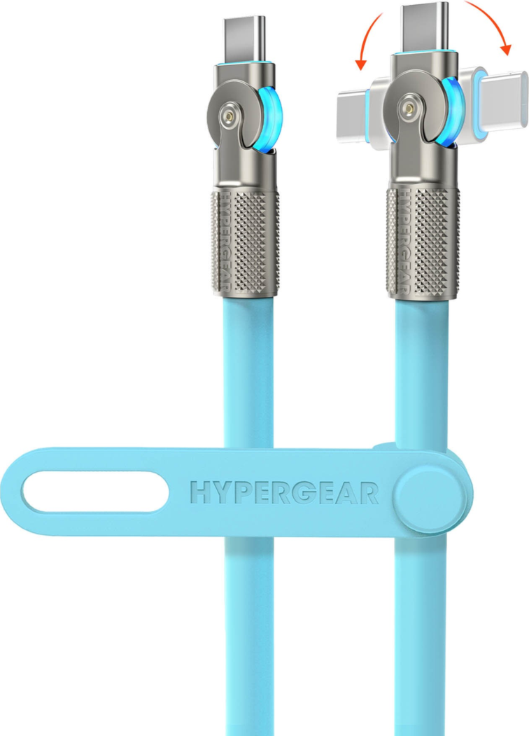 HyperGear 6 ft. 180cm USB-C to USB-C Chunky 180 Rugged Cable w/Rotating Connectors