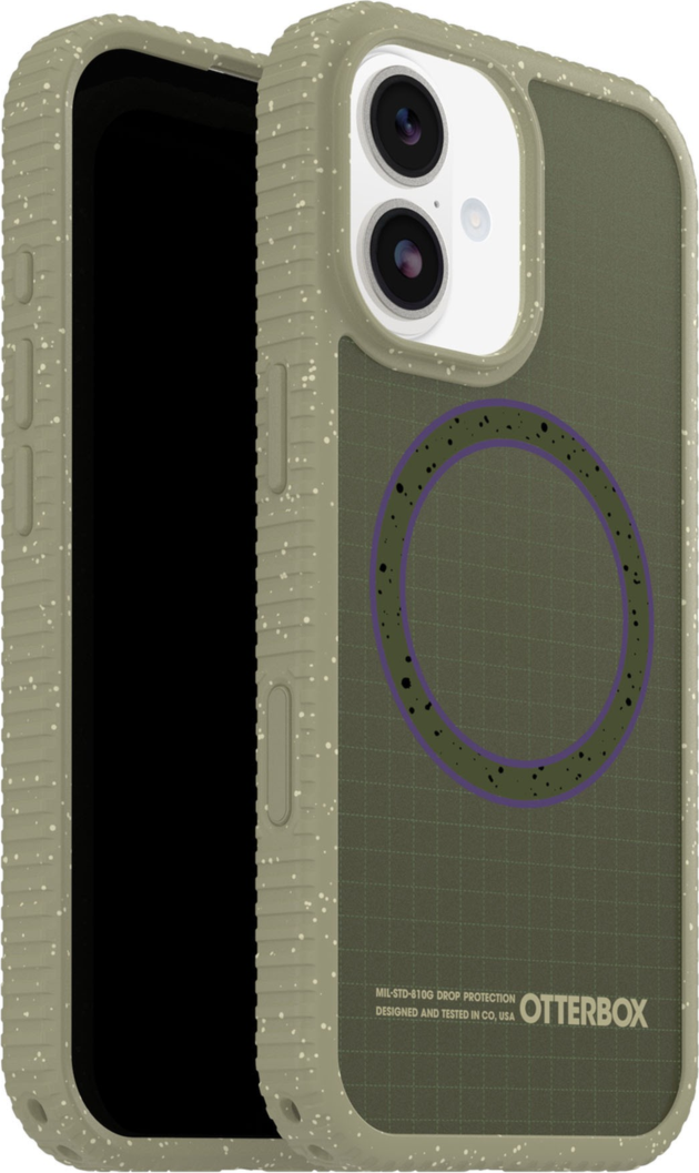 The OtterBox Sole Series features a grippy, high-ridge tread and unique ombré fabric back for secure style. It offers MagSafe compatibility and a removable lanyard loop.