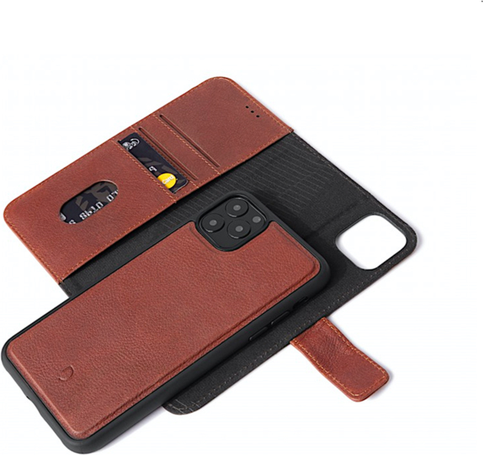 iPhone 11 Pro Leather Detachable Wallet Full Grain Leather Case - Brown