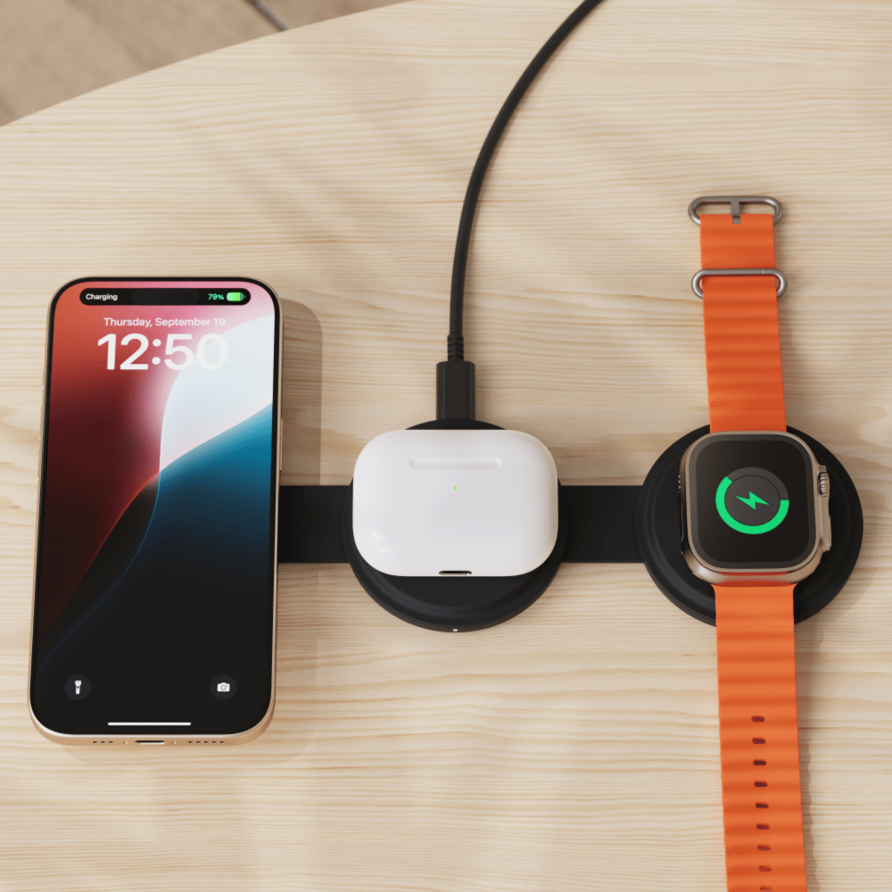 Satechi STQTG31K Chargeur sans fil 3-en-1 OntheGo Noir