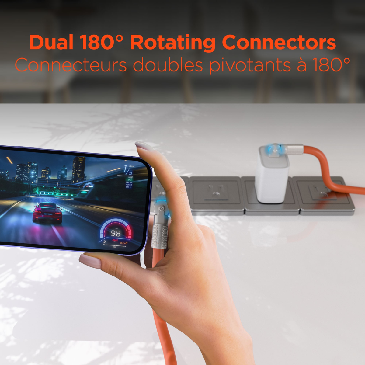 The HyperGear Chunky180° 6ft USB-C to USB-C cable is 20X stronger than standard cables, provides fast charging performance and features dual 180° rotating tips which reduce strain on ports.