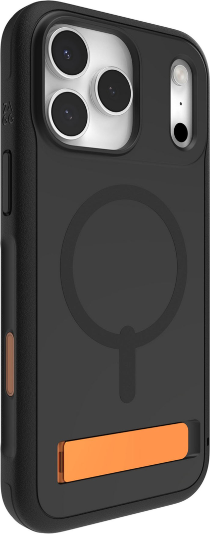 iPhone 17 Pro Max Étui ZAGG Graphene Sedona Snap avec support - Noir Flood/orange