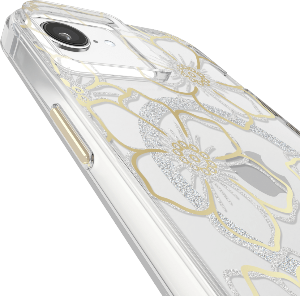 iPhone 16e/15/14/13 Case-Mate Floral Gems MagSafe Case - Gold