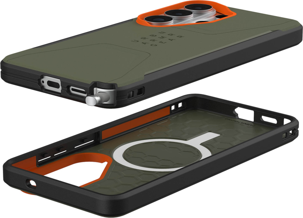 Samsung Galaxy S26 Ultra étui Civilian UAG avec aimant - Vert olive/Orange