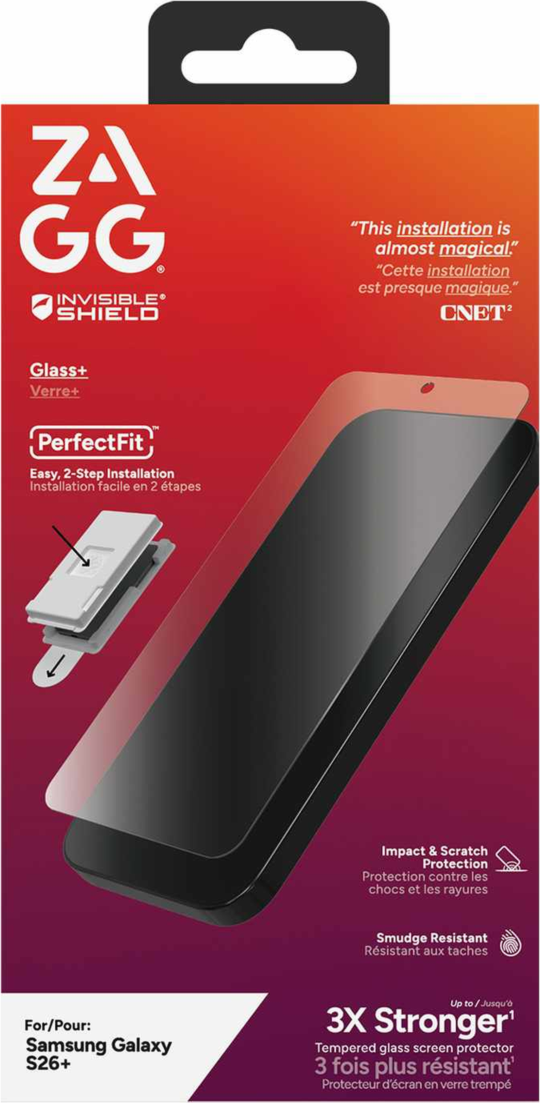 ZAGG - InvisibleShield Glass Elite Biometric Screen Protector for Samsung Galaxy S26+ clear
