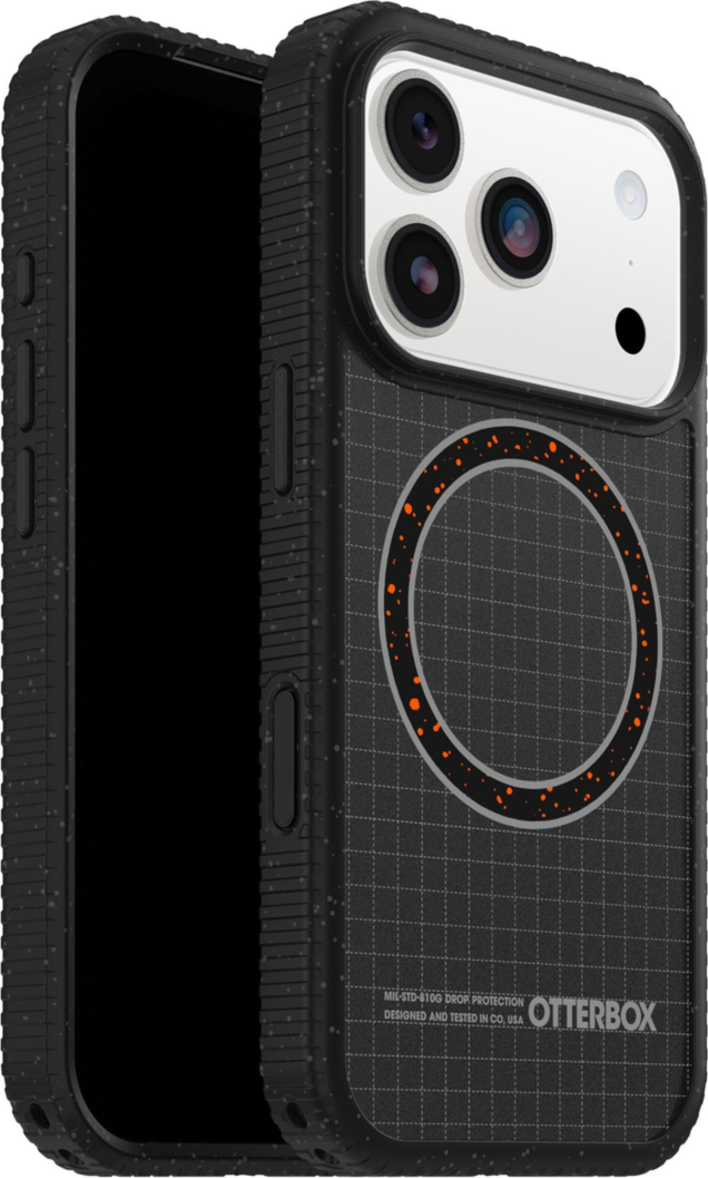 The OtterBox Sole Series features a grippy, high-ridge tread and unique ombré fabric back for secure style. It offers MagSafe compatibility and a removable lanyard loop.
