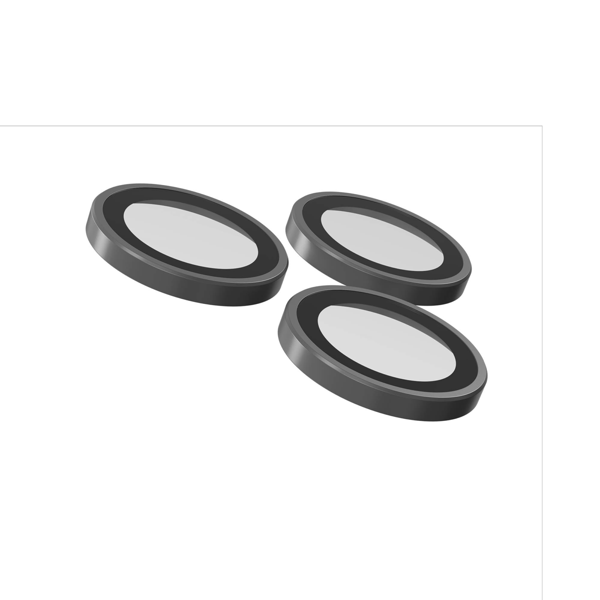 The ZAGG InvisibleShield Glass Elite Camera Rings Lens Protector with anti-reflective technology safeguards phone camera lenses from scratches and smudges.