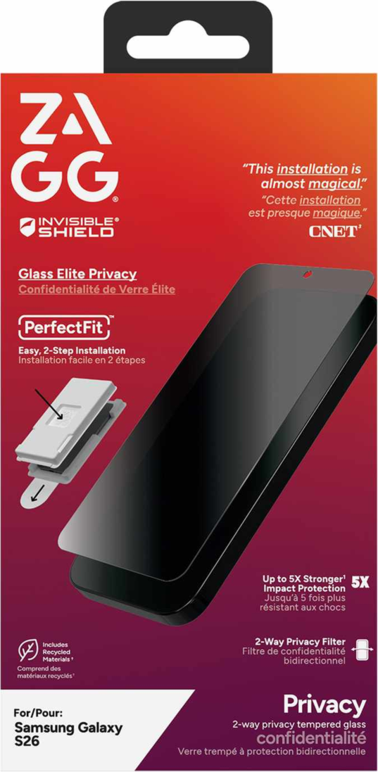 ZAGG 200121423 Protection D'écran InvisibleShield Glass Elite 2-Way pour Samsung Galaxy S26