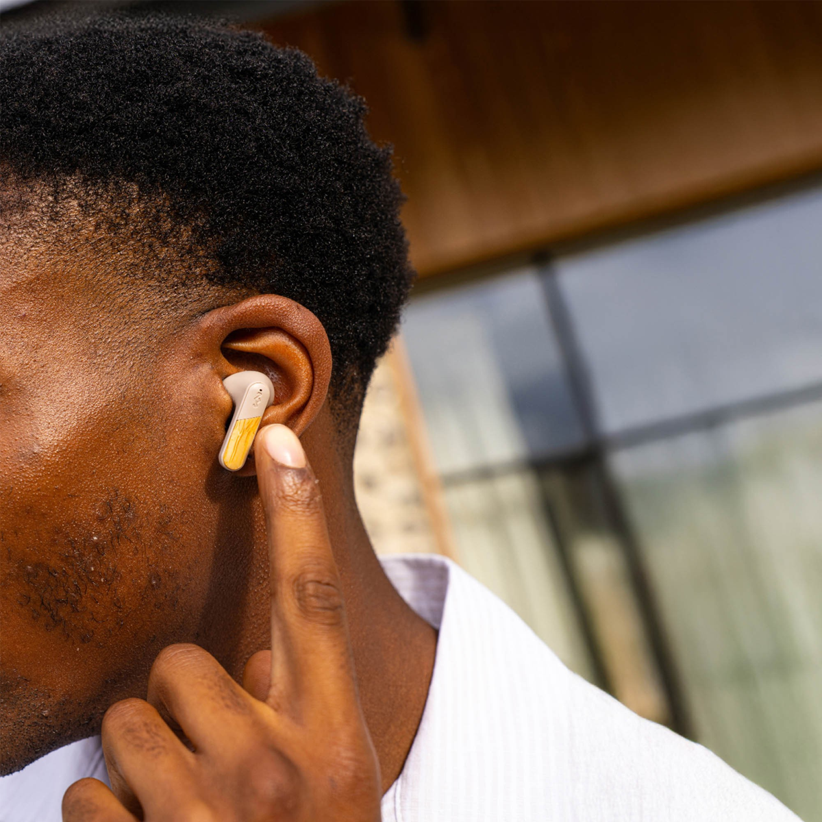 The House of Marley Trenchtown ANC Wireless Earbuds deliver immersive noise-cancelling sound and up to 24 hours of playtime, crafted from renewable bamboo and recycled plastics for sustainable listening.