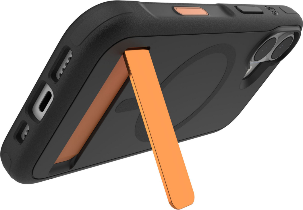 iPhone 17 Coque Sedona Snap en Graphene de ZAGG avec béquille - Noir inondation/Orange