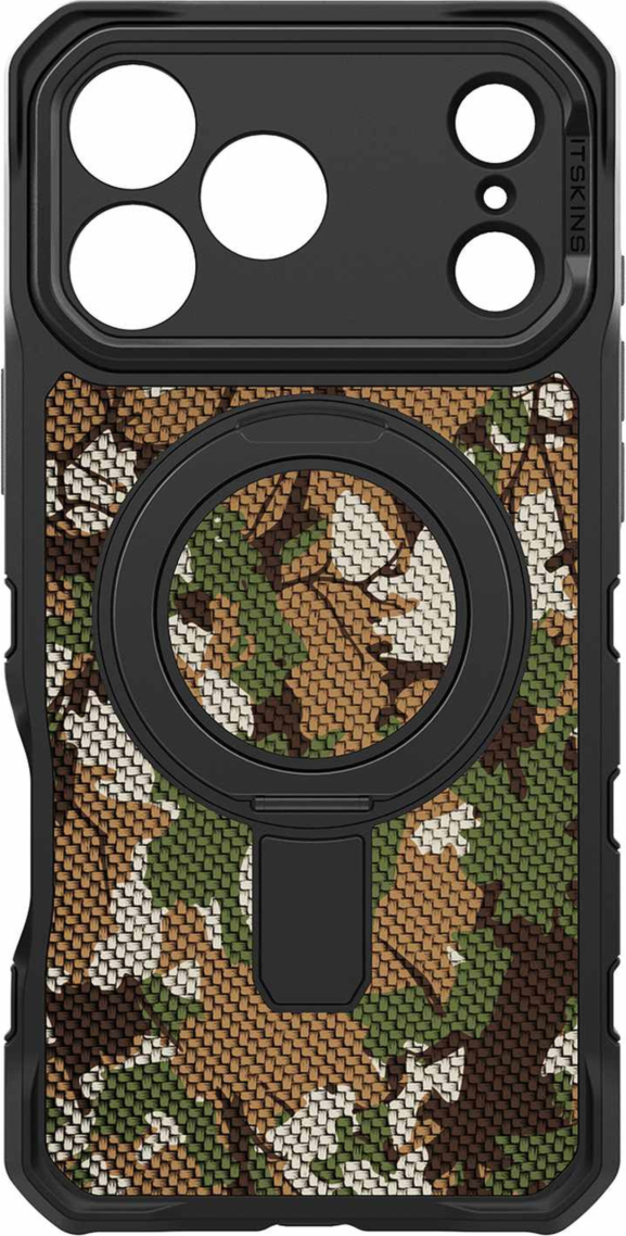 ITSKINS AP7XFONYLCAMG Étui Supreme R Stand en Nylon MagSafe Camouflage Vert pour iPhone 17 Pro