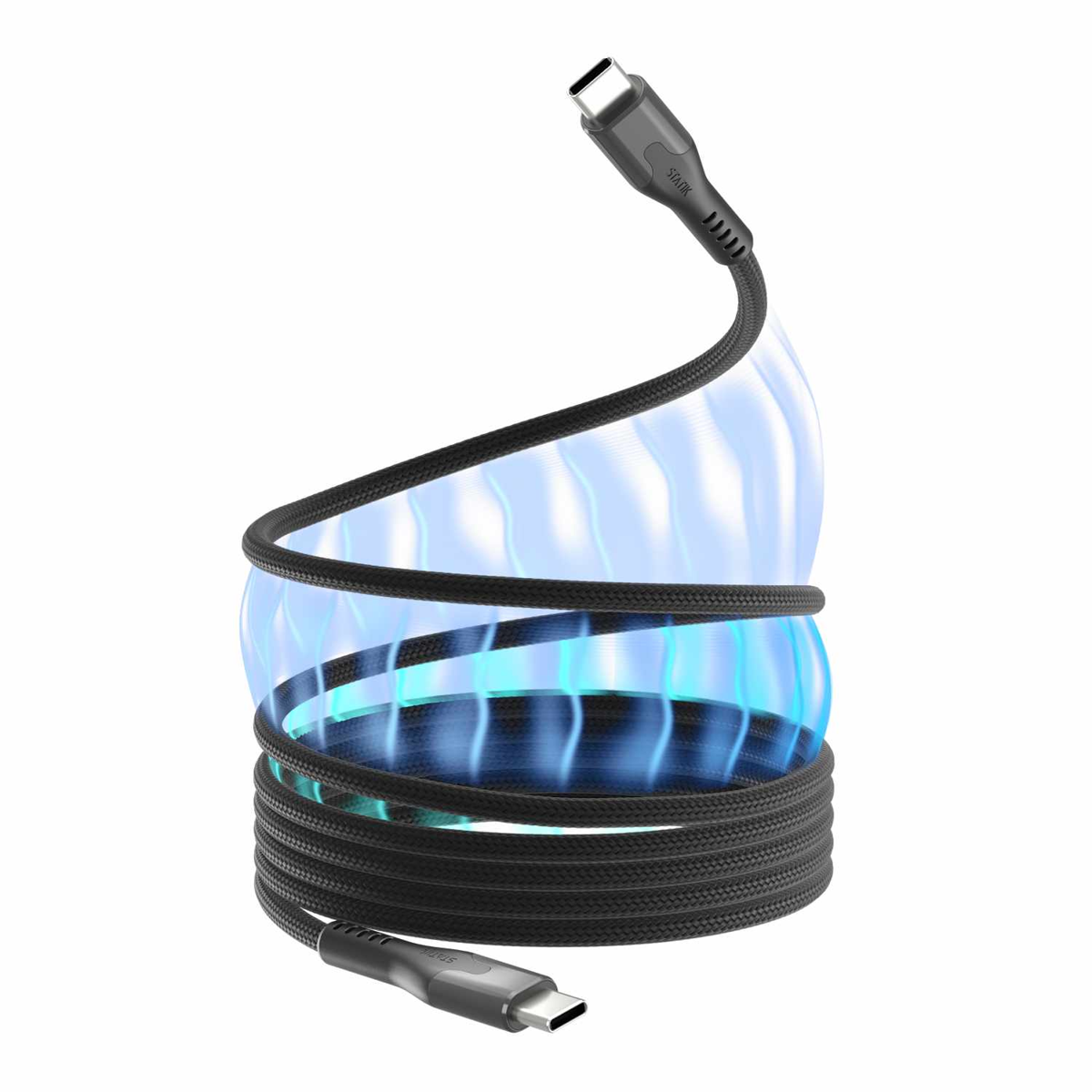 Blu Element - SelfCoil Magnetic Cable USB-C to USB-C 6ft 100W Black