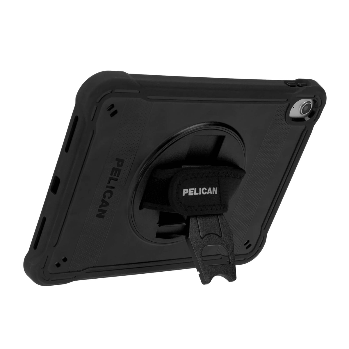 Pelican Voyager with Stand + Handstrap Case combines military-grade protection with a 360° rotating kickstand, adjustable hand strap, and rugged dual-layer construction.