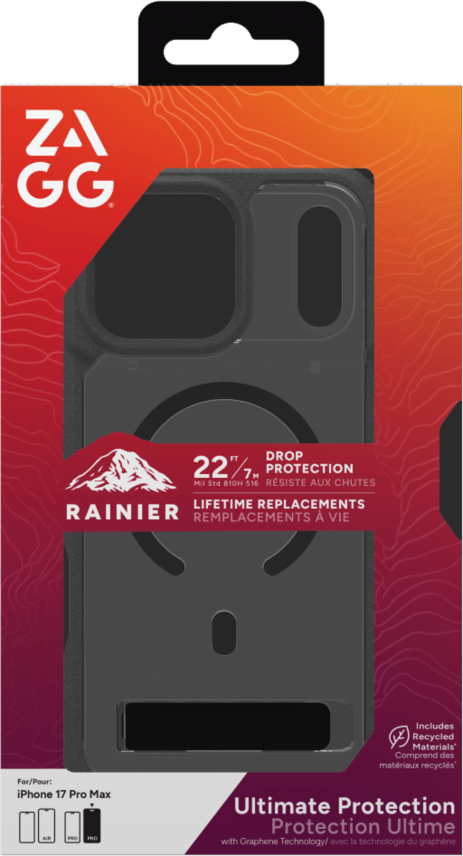 ZAGG - Rainier Snap Case with Kickstand for Apple iPhone 17 Pro Max - Black