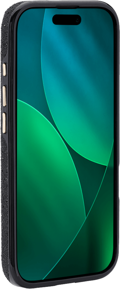 The kate spade new york Crystal Pavé Case is a stylish phone case featuring a black crystal pavé inlay with gold hardware, provides 12-foot drop protection and offers MagSafe compatibility.