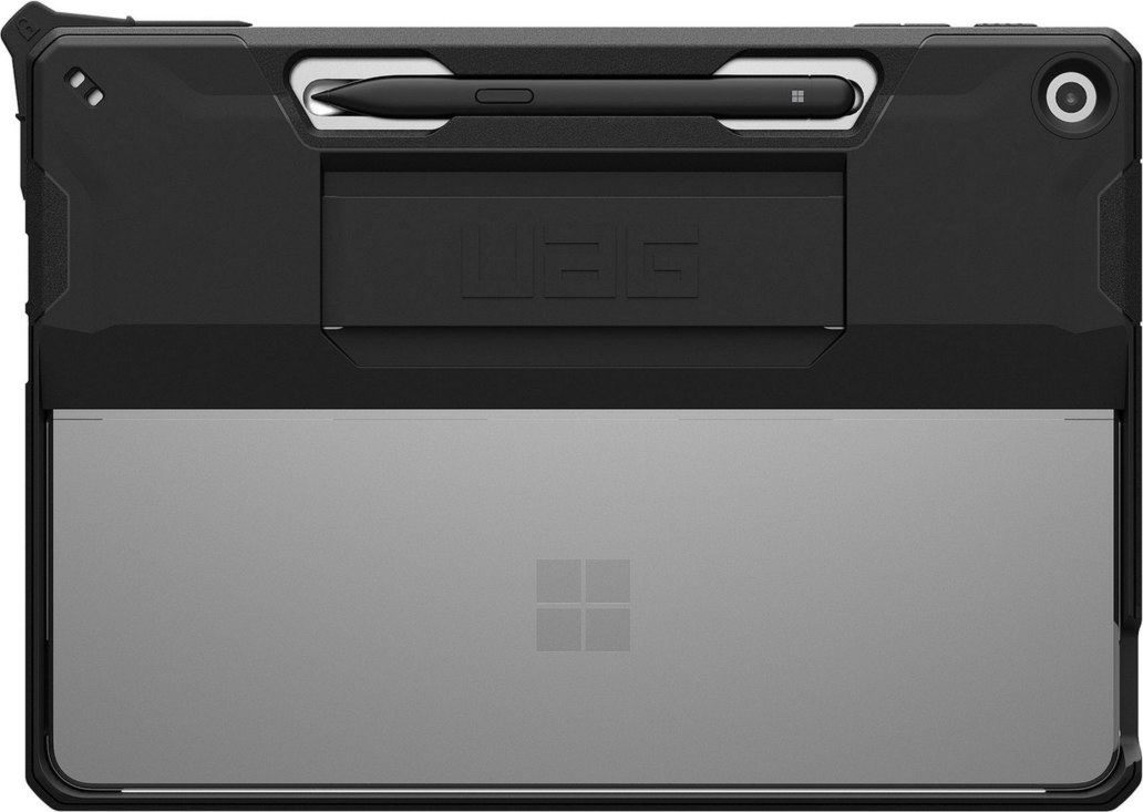 The UAG Scout Series provides rugged protection with an armor shell and integrated hand strap, while maintaining kickstand and keyboard compatibility.