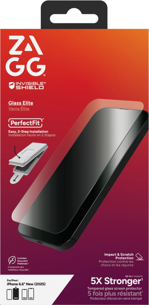 The InvisibleShield Glass Elite Screen Protector by ZAGG offers advanced strength for maximum protection.