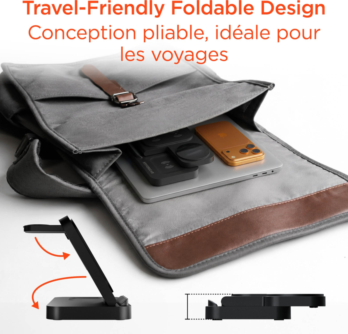 HyperGear PowerFold 24/7 Charging Stand combines wireless charging, a digital alarm clock, and a foldable stand design to keep devices powered and visible day or night.