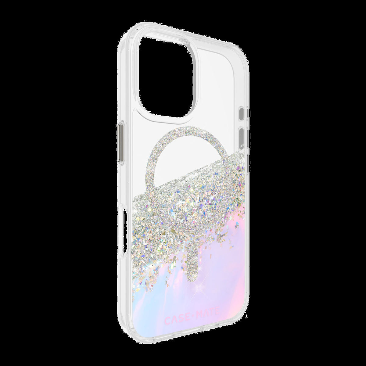 The Case-Mate Karat Holographic MagSafe case features an iridescent design with reflective sparkles, 12 foot drop protection, and MagSafe compatibility.