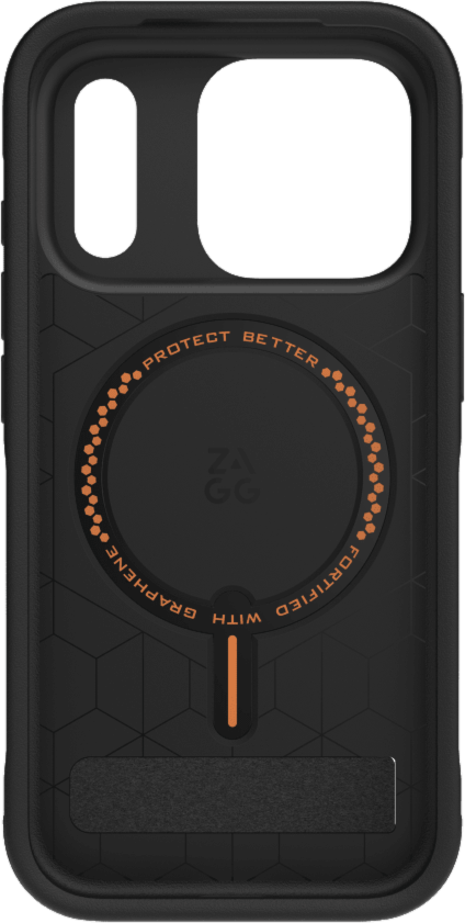 iPhone 17 Pro ZAGG Graphene Sedona Snap Kickstand Case - Flood Black/Orange