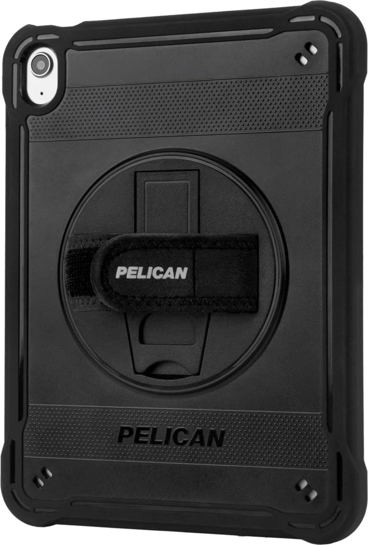 Pelican Voyager with Stand + Handstrap Case combines military-grade protection with a 360° rotating kickstand, adjustable hand strap, and rugged dual-layer construction.