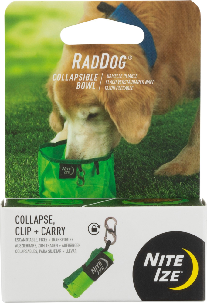 <p>The Nite Ize RadDog Collapsible Bowl is a portable, folding dog bowl that holds up to 16 ounces, and packs down into a small pocket-sized package.</p>