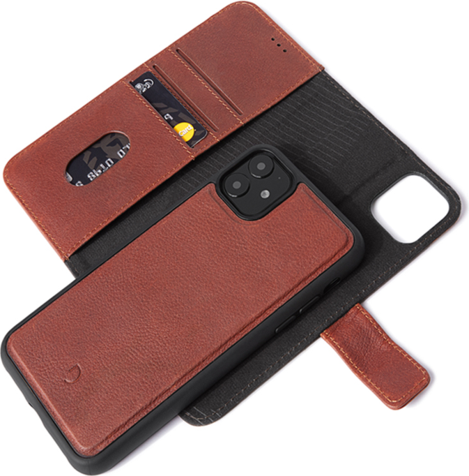 iPhone 12 Mini Decoded Leather Case Detachable Wallet - Brown