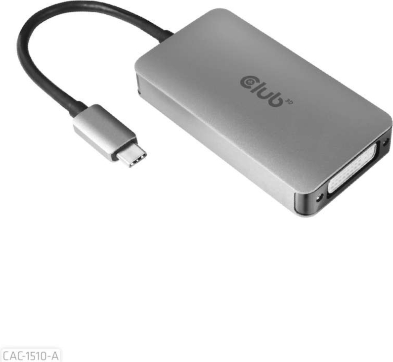 Club3D - USB-C to DVI I Dual Link Support 4K30HZ Resolutions- HDCP OFF  - Gray