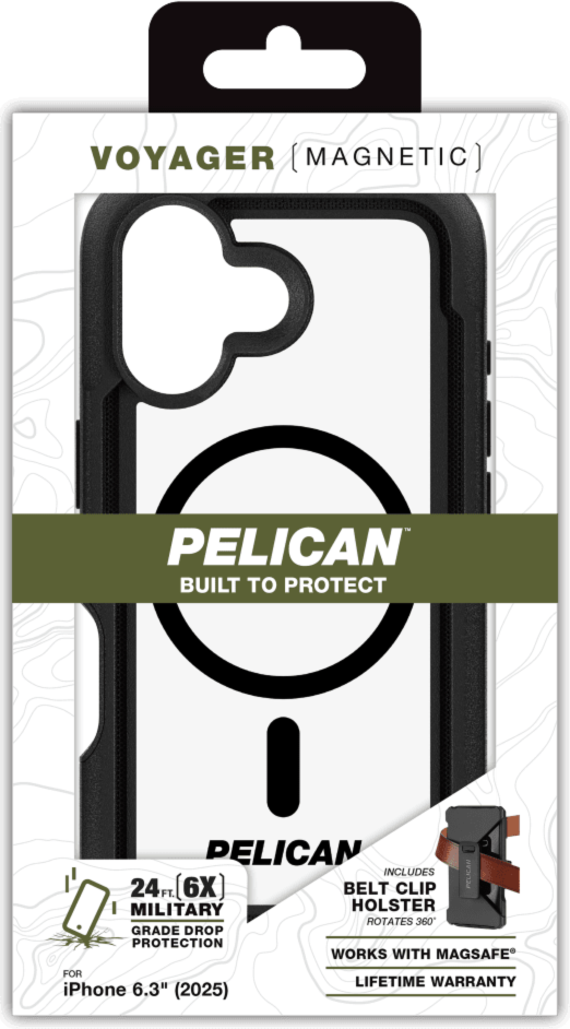 Pelican - Voyager MagSafe Case with Holster for Apple iPhone 17 - Black and Clear