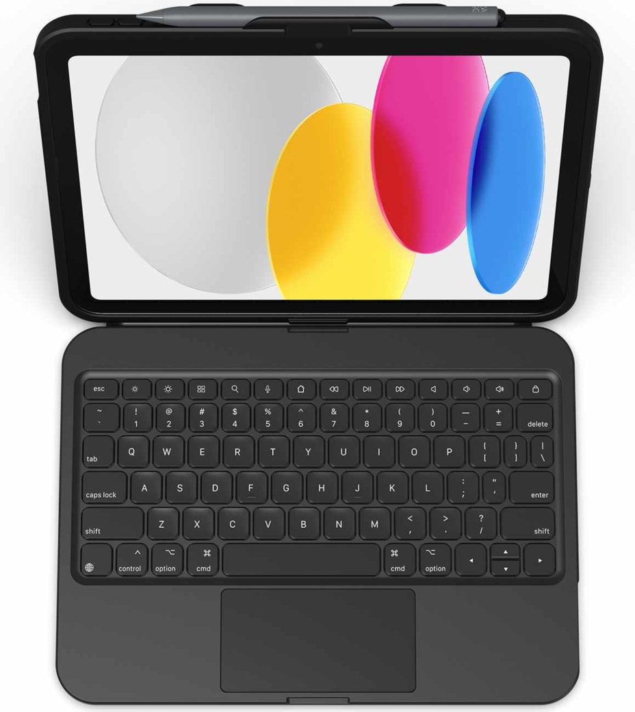 ZAGG 103116125 Clavier et Étui de Protection Tough Keys Noir pour iPad 11 2025 (11th Gen)/iPad 10.9 2022 (10th Gen)