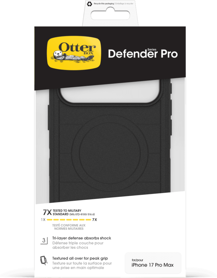 iPhone 17 Pro Max Otterbox Étui Defender Pro avec MagSafe + contrôle de l’appareil photo - Noir