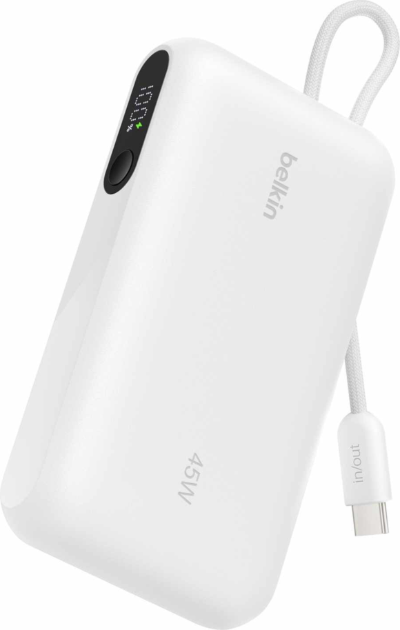 Belkin - Ultracharge Power Bank 10.000 mAh 45W with Display and Cable Integrated White