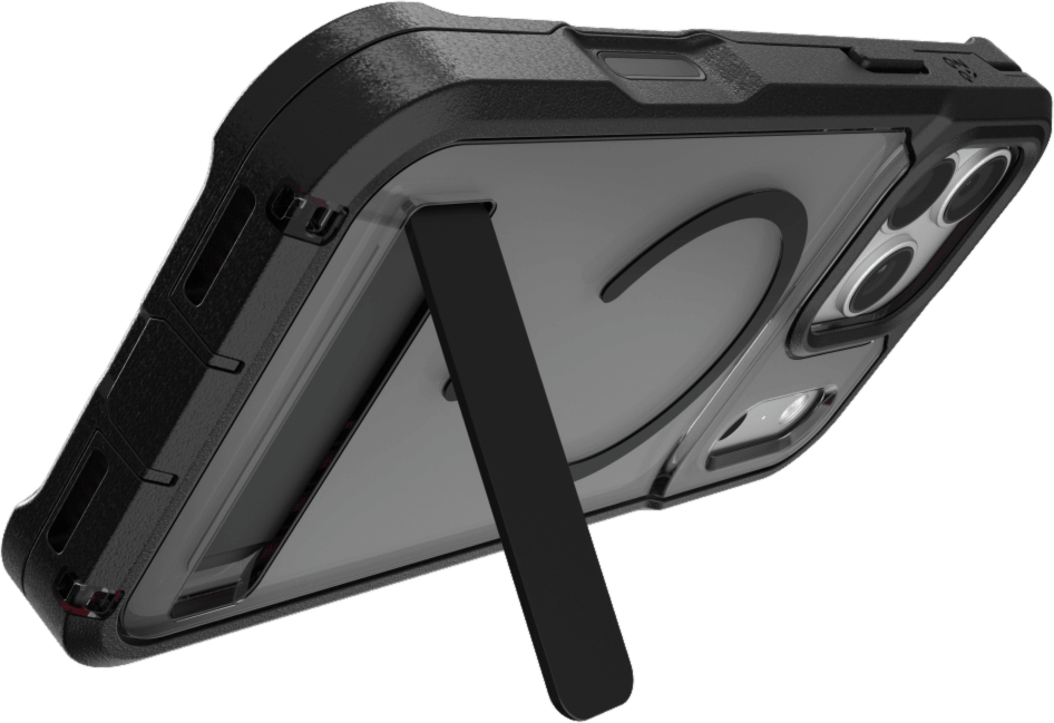 Protecting devices from drops up to 22 feet, the ZAGG Rainier case offers extreme protection with a kickstand and magnetic ring compatible with MagSafe and magnetic accessories.