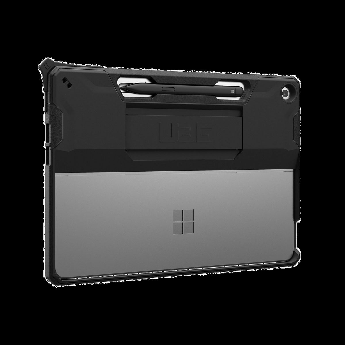The UAG Scout Series provides rugged protection with an armor shell and integrated hand strap, while maintaining kickstand and keyboard compatibility.