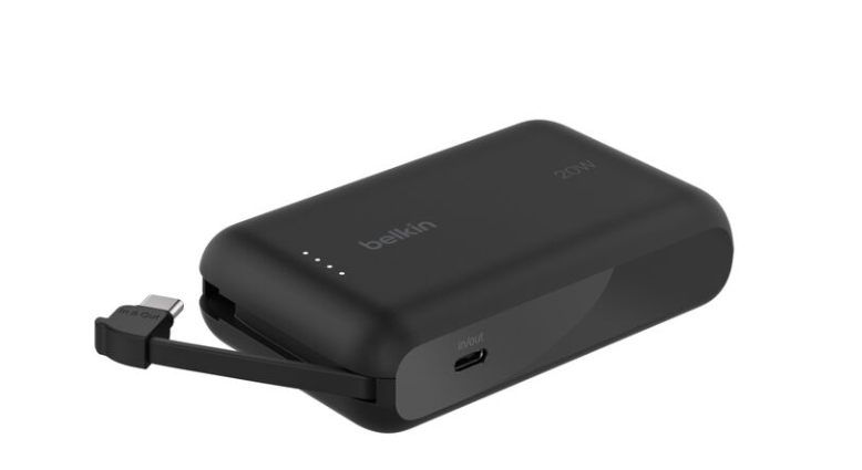 Belkin - BoostCharge Power Bank with Integrated Cable 10,000 mAH - Black