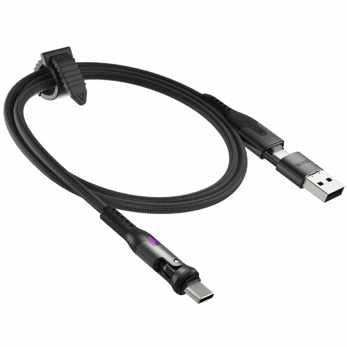 Statik PUP04556FTCCCA Câble Tressé en Nylon de Charge/Sync PowerPivot Pro USB-C vers USB-C 6.6 pieds Noir