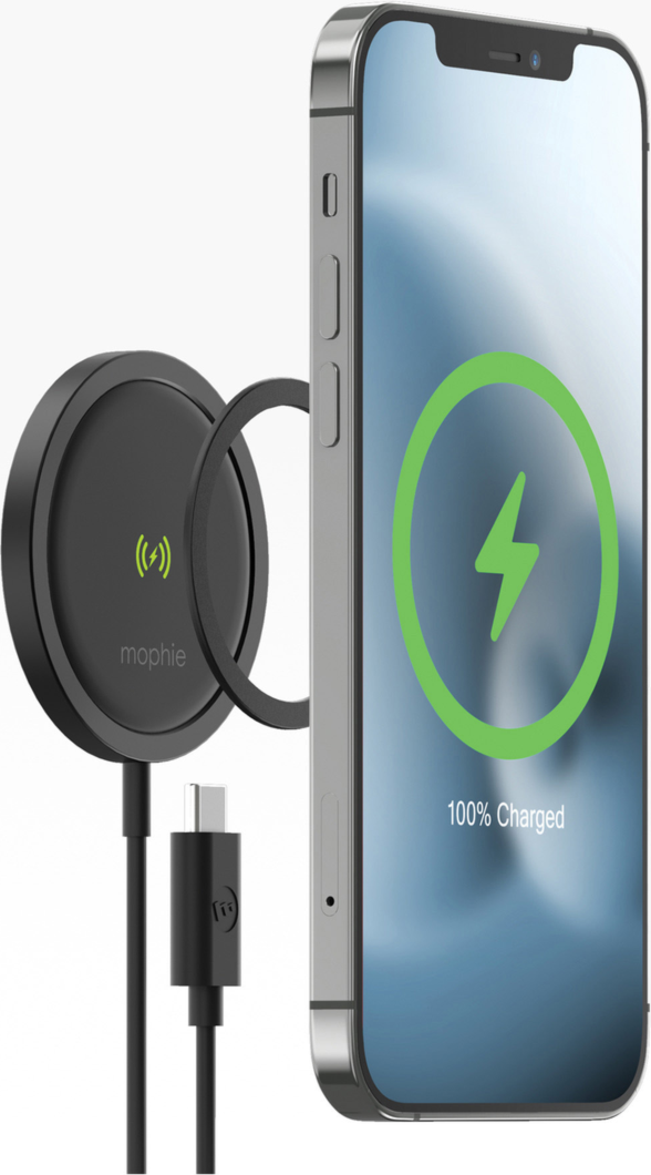 <p>Whether you own a MagSafe enabled iPhone or another qi wireless charging enabled device, the mophie snap+ wireless charger delivers up to 15W charge. Includes adapter ring for non-MagSafe phones.</p>