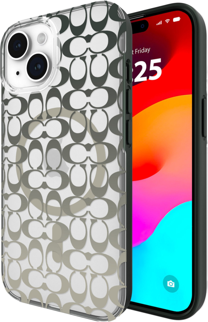 iPhone 15/14/13 Coach Protective Signature C Case w/Magsafe - Ombre Deep Forest
