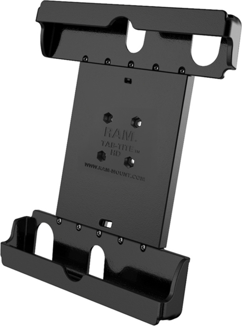 Gain Peace of mind and a secure connection to RAM Mounts with the spring-loaded RAM Tab-Lite™ Holder for 9”-10.5” tablets made to fit even with heavy duty cases.